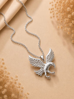 VIRAASI - Rhodium-Plated Eagle Pendant with Box Chain