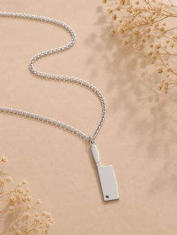 VIRAASI - Rhodium-Plated Butcher Knife Pendant with Box Chain