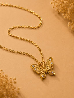 VIRAASI - Gold-Toned Butterfly Pendant with Chain