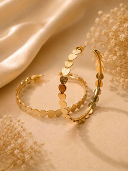 VIRAASI - Gold-Plated Heart Design Hoop Earrings for Women and Girls