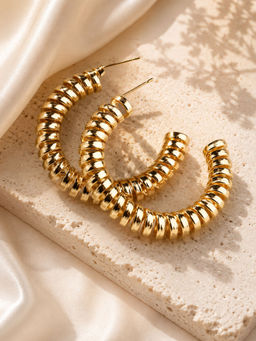 VIRAASI - Gold-Plated Telephone Wire Hoop Earrings for Women and Girls - Valentine Gift