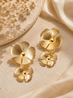 VIRAASI - Gold-Plated Flower Drop Earrings for Women and Girls