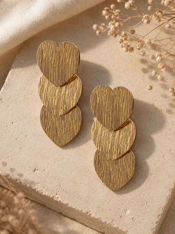 VIRAASI - Gold-Plated Heart Shape Dangler Earrings for Women and Girls