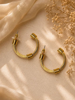 VIRAASI - Golad Plated Drop Hoop Earrings