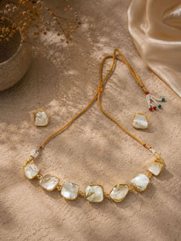 VIRAASI - Gold Plated Raw Stone Jewellery Set