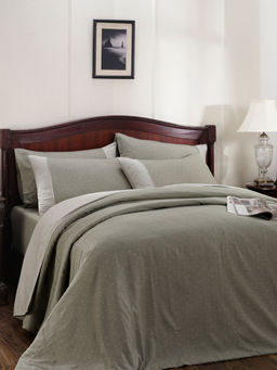 Maspar - Cotsmere 300TC Muted Dot Cotton Green Yarn King Duvet Cover With 2 Pillow Cases