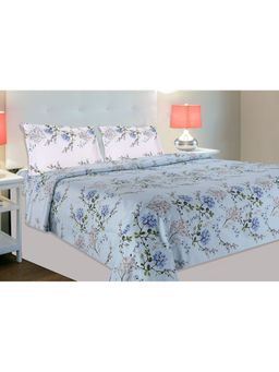 Haus & Kinder - Victorian Summer Dream 186 Tc Cotton Double Printed Bedsheet - Blue