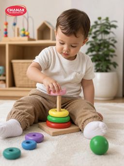 Chanak - Kids Multi-Color Wooden Stacking Rings Set