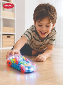 Chanak - Kids Blue Gear Car with Flashing Light and Music