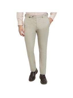Park Avenue - Men Beige Solid Slim Fit Polyester Viscose Blend Pant