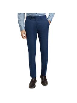 Park Avenue - Men Royal Blue Slim Fit Polyester Blend Pant
