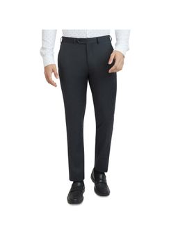 Park Avenue - Men Black Solid Slim Fit Polyester Viscose Blend Pant