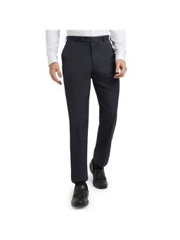 Park Avenue - Men Dark Grey Regular Fit Polyester Blend Striped Pant