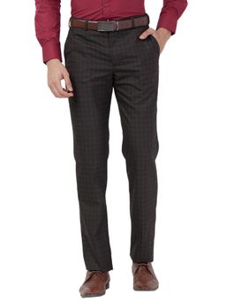 Park Avenue - Men Dark Brown Regular Fit Polyester Blend Pant