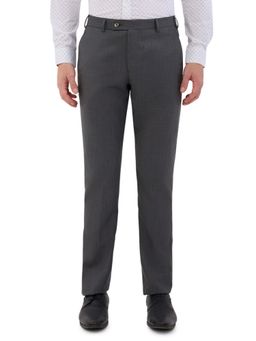 Park Avenue - Men Medium Grey Polyester Viscose Blend Pant