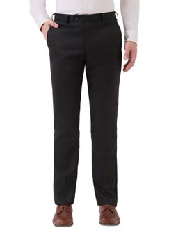 Park Avenue - Men Dark Black Regular Fit Polyester Viscose Blend Pant
