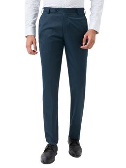 Park Avenue - Men Blue Polyester Viscose Blend Pant