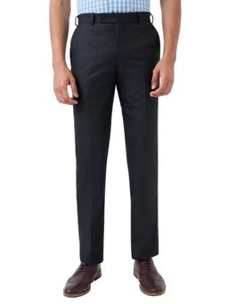 Park Avenue - Men Dark Grey Regular Fit Polyester Viscose Blend Pant