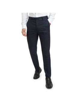 Park Avenue - Men Solid Navy Blue Super Slim Fit Polyester Viscose Blend Pant
