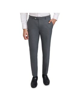 Raymond - Men Textured Slim Fit Dark Grey Pant