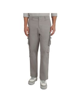 Parx - Men Light Grey Cargo Fit Cotton Blend Pant