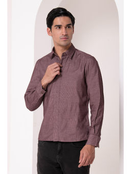 HOUSE OF S - Mens Mauve Textured Casual Shirt