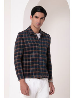 HOUSE OF S - Mens Navy Blue Checks Shirt