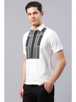 HOUSE OF S - Mens White Embroidered Casual Shirt