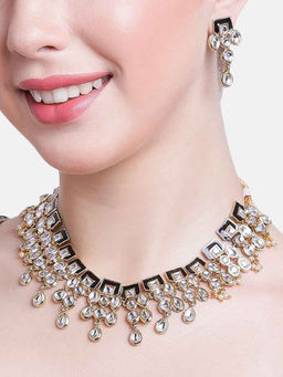 Estele - Gold Plated Traditional Subtle Kundan Jewellery Set with Pearl for Women