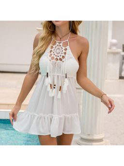 Oh Rare - Women White Beach Wear Dress