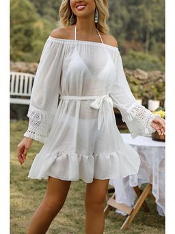 Oh Rare - Women White Short Sleeve One Piece Dress