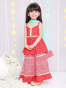 KID1 - Chanda Bandhani Top Sharara and Dupatta (Set of 3)