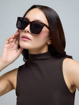 Twenty Dresses by Nykaa Fashion - Brown Luxe Drift Tortoise Shell Printed Women's Sunglasses