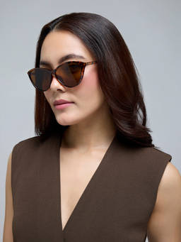 Twenty Dresses by Nykaa Fashion - Brown Classic Full Rim Cat-Eye Sunglasses For Women