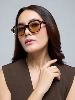 Twenty Dresses by Nykaa Fashion - Brown Earth Tone Tortoise Shell Square Sunglasses For Women