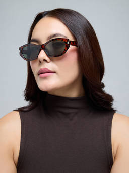 Twenty Dresses by Nykaa Fashion - Brown Cat-Eye Animal Printed Sunglasses For Women
