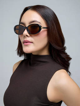Twenty Dresses by Nykaa Fashion - Black-Brown Everyday Oval Sunglasses For Women