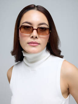 Twenty Dresses by Nykaa Fashion - Brown Gradient Translucent Frame Rectangular Sunglasses