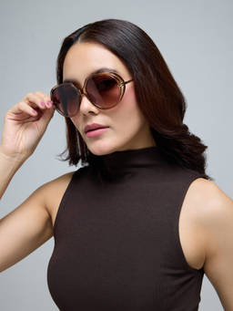 Twenty Dresses by Nykaa Fashion - Nude Desert Luxe Oversized Sunglasses For Women