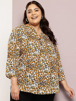 Qurvii - White Leopard Print Shirt