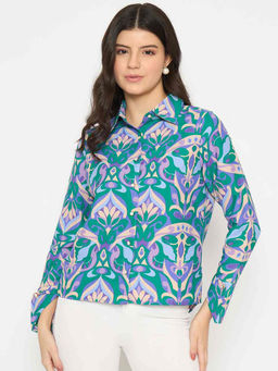 Madame - All Over Print Full Sleeve Green Shirt
