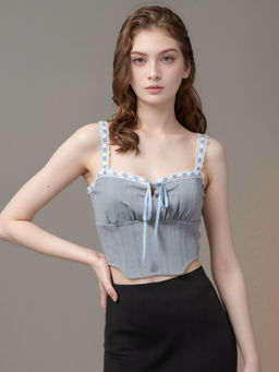 Outzidr - Blue Corset Vacay Top