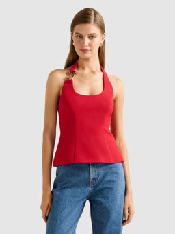 Forever New - Women Red Dina Hardware Detail Top