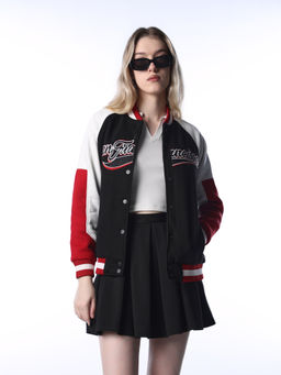 ONLY - Women Black Typography Regular Fit Black Jacket