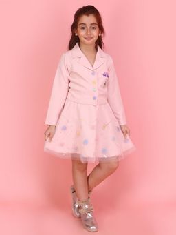 Cutecumber - Girls Pink Net Embellished Dress