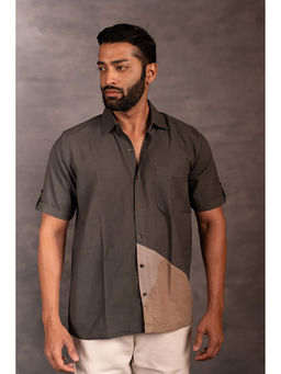 Thread Game - Men Khadi Olive Collar Neck Shirt