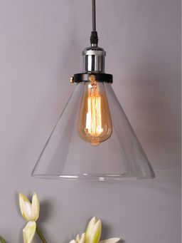 Homesake - Glass Cone Pendant Light Hanging Nickel