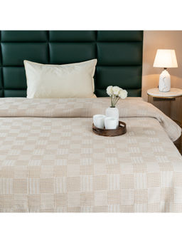 Saral Home - Beige Pure Cotton Bedsheet & 2 Pillow Cover (Single)