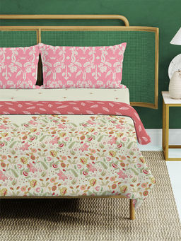 Urban Space - White Cotton Dohar & Bedsheet with 2 Pillow Covers (Queen)