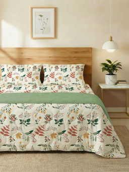 Urban Space - White Fall Season Microfiber Dohar & Bedsheet with 2 Pillow Covers (Queen)